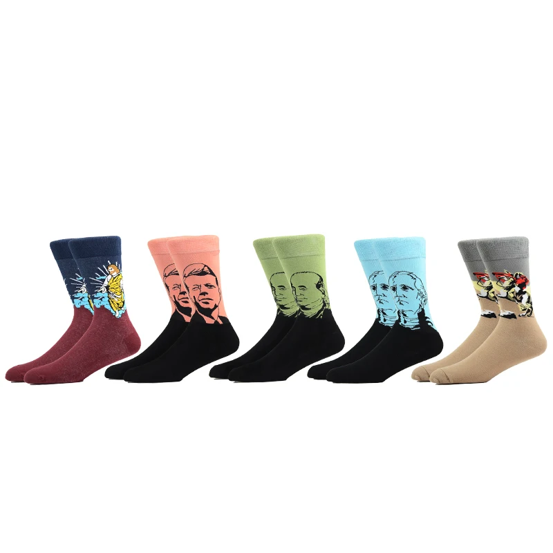 

10/ Pairs Of Men's Cotton Socks Selling Season Vintage Women Personality Art Figures Socks Oil Painting Socks Funny Happy