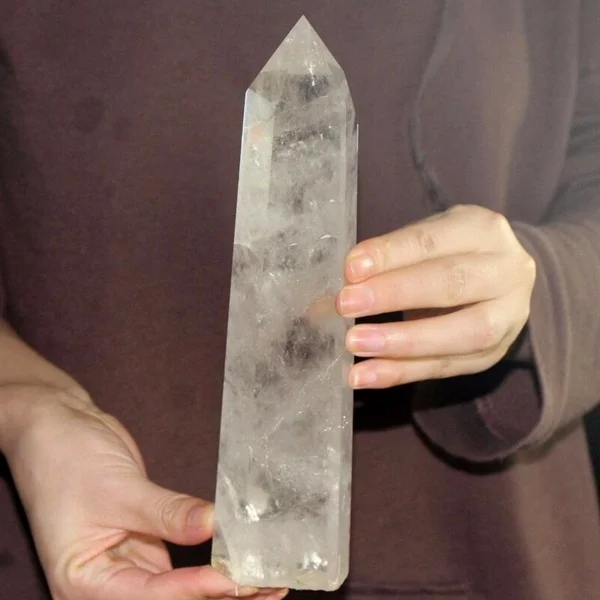 

700g Large Natural White Quartz Obelisk Crystal Healing Point Tower