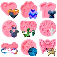 diy keychain silicone mold for epoxy resin butterfly love flower angel cat paw dog tags resin mold fondant mold