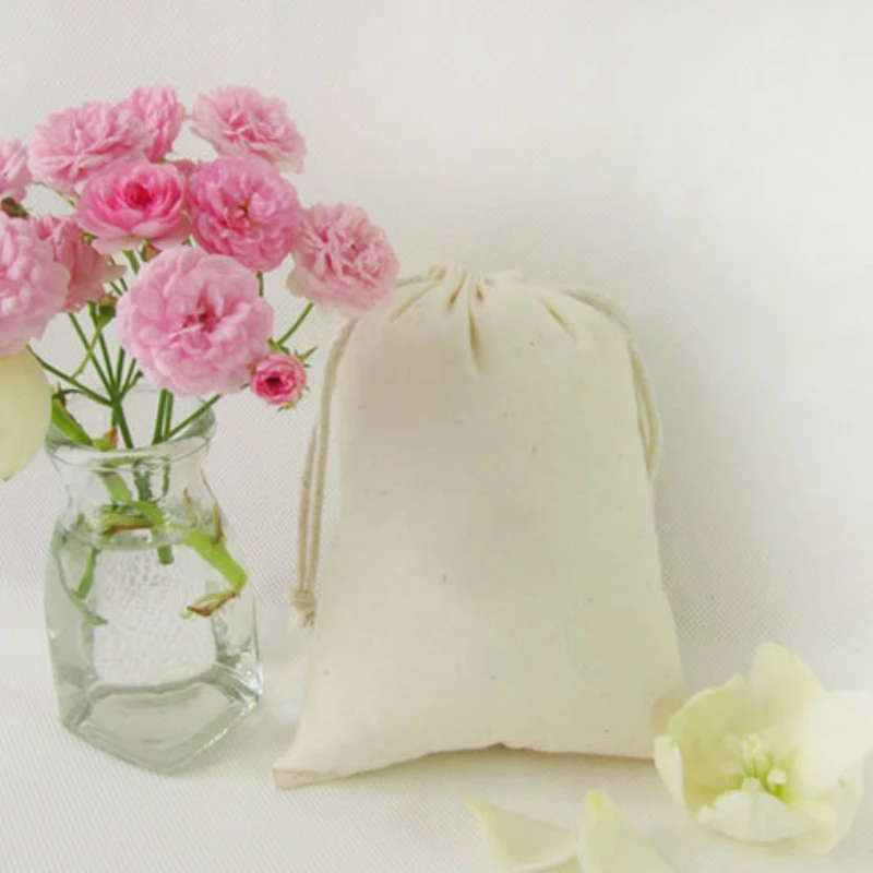 50 шт. хлопковые Сумки на шнурке подарочные мешочки упаковка ювелирное изделие