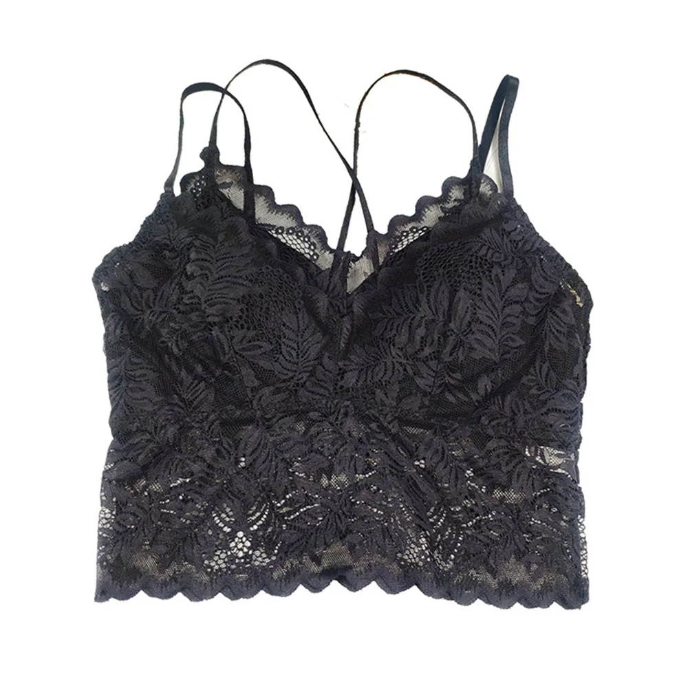 

HECTIC 2021 Ladies Lace Leaf Lace Beauty Back Strap Wrap Chest Sexy Color Matching Double Shoulder Strap Vest Tube Top Underwear