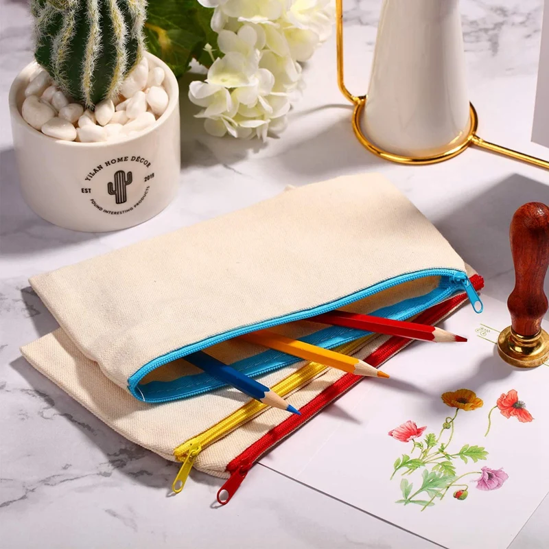 

20 Pieces Canvas Cosmetic Bag Cosmetic Bag & 30Pcs Canvas Makeup Bags Zipper Pouch Bags Pencil Case DIY Craft Bags