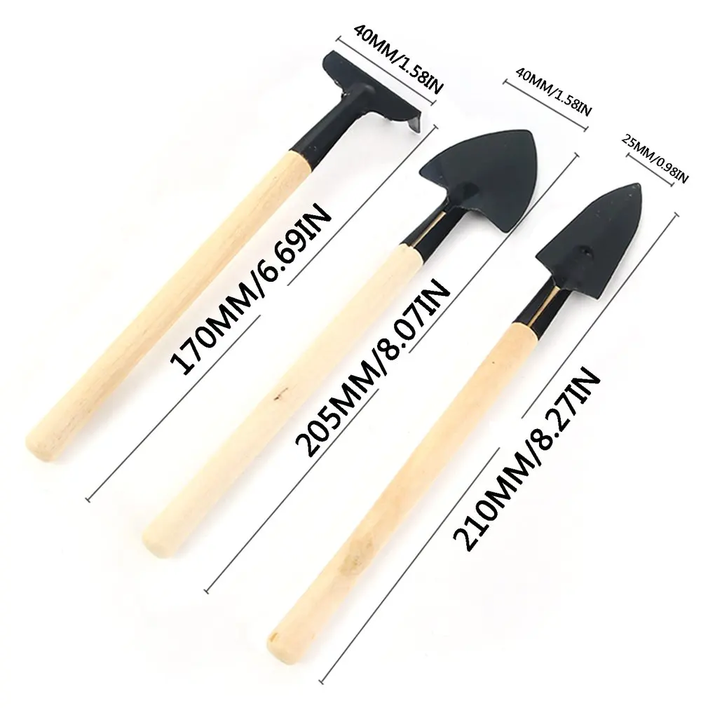 

Mini Wood Garden Tools Set 3 Piece Gardening Tool Set Mini Wood Handle Shovel Trowel Gardening Tools