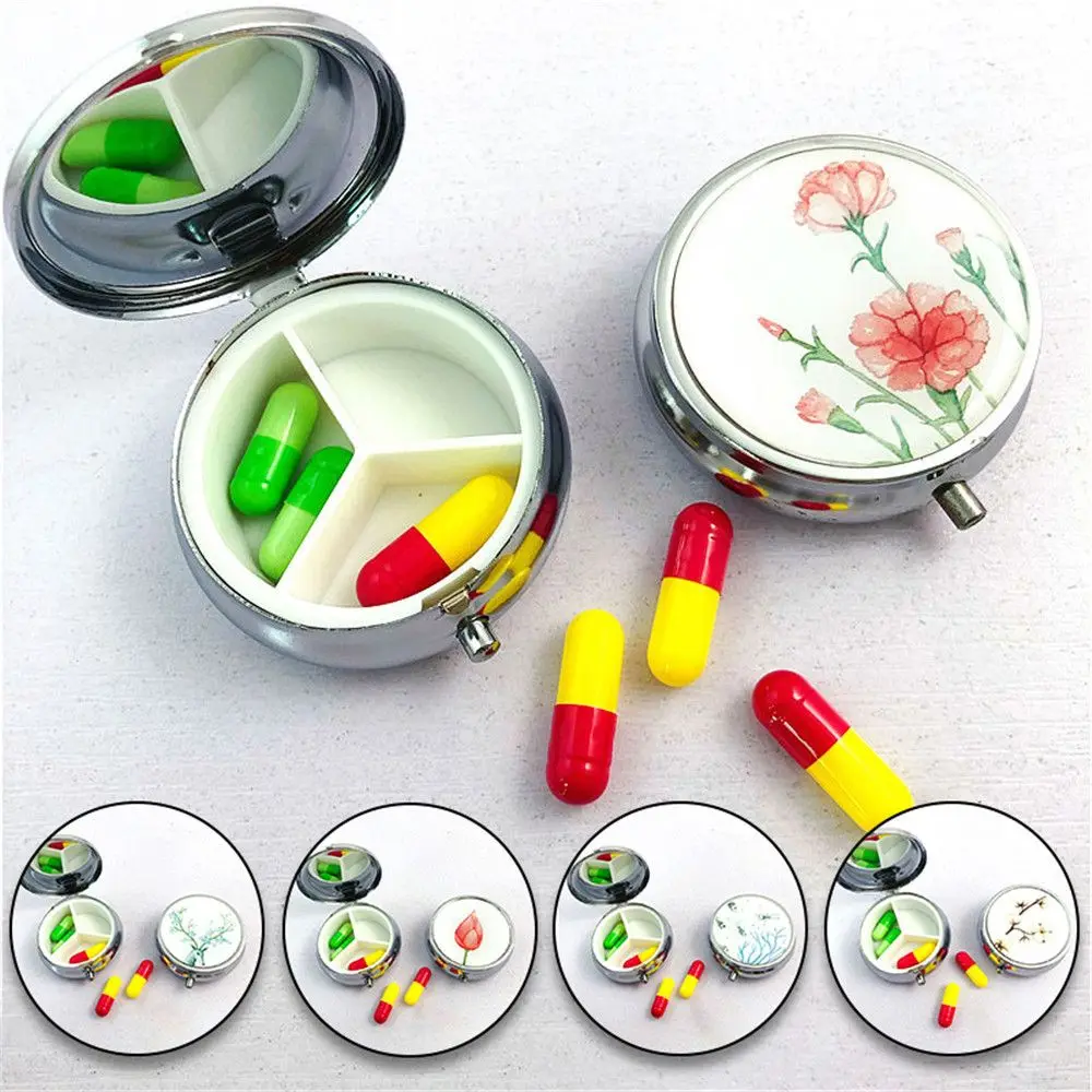 

Candy Travel Three Grid Portable Pill Box Makeup Storage Container Pill Cases Medicine Organizer