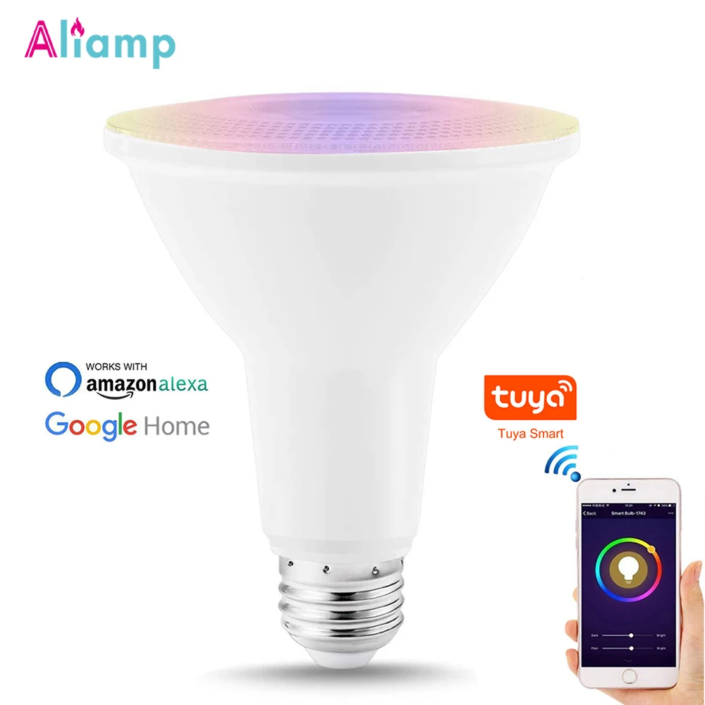E26 E27 Wifi умная лампа прожектор светильник RGB PAR30 12 Вт эквивалент 75 Светодиодный
