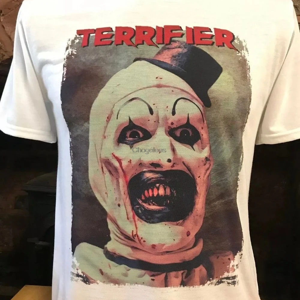 

Terrifier Art The Clown White T Shirt. Horror ! All Hallows’ Eve. Halloen