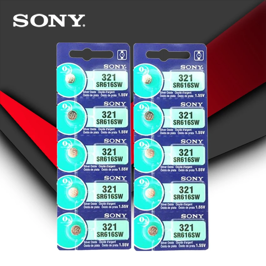 10 шт. Sony 100% оригинал 321 SR616SW 1 55 в оксид серебра часовая батарея кнопочная монетница
