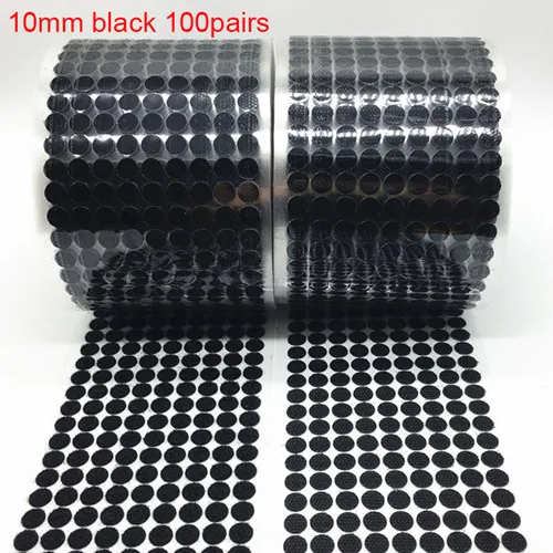 10mm Black 100pair Белый, черный, 10 мм, 15 мм, 100 пар, клей, крючок и петли, наклейка, крепкая, самоклеющаяся, точечная, нейлоновая, водонепроницаемая, клейкая, крепежная лента - Цвет: 10mm Black 100pair