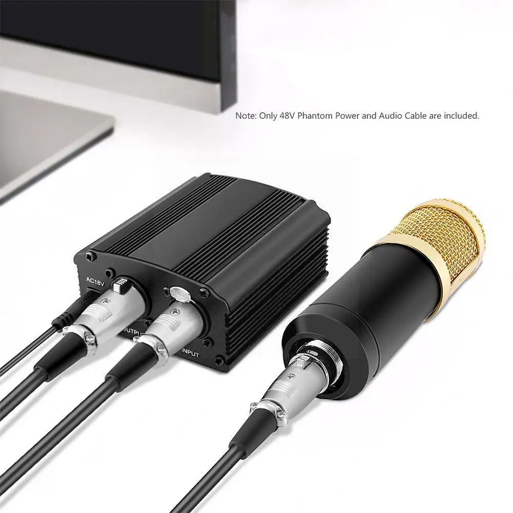 

For Bm 800 Microphone 48v Phantom Power Supply With Adapter Xlr Audio Cable For Condenser Micro Karaoke Microphone Mikrofon M3y1