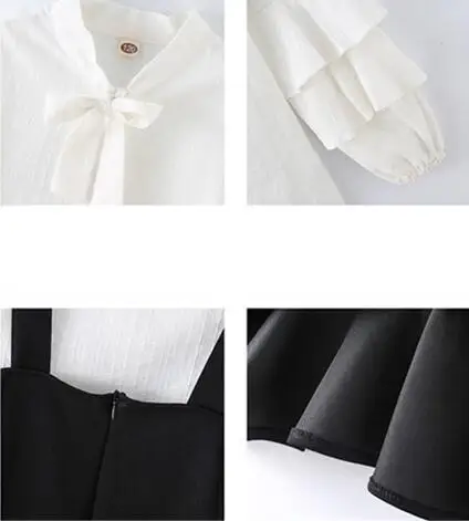 

Girls Clothes Sets New Spring Autumn Teenage Girls Flying Sleeve Shirt+Overall Dress 2PCS Suits Cute Kids Children Clothing Set