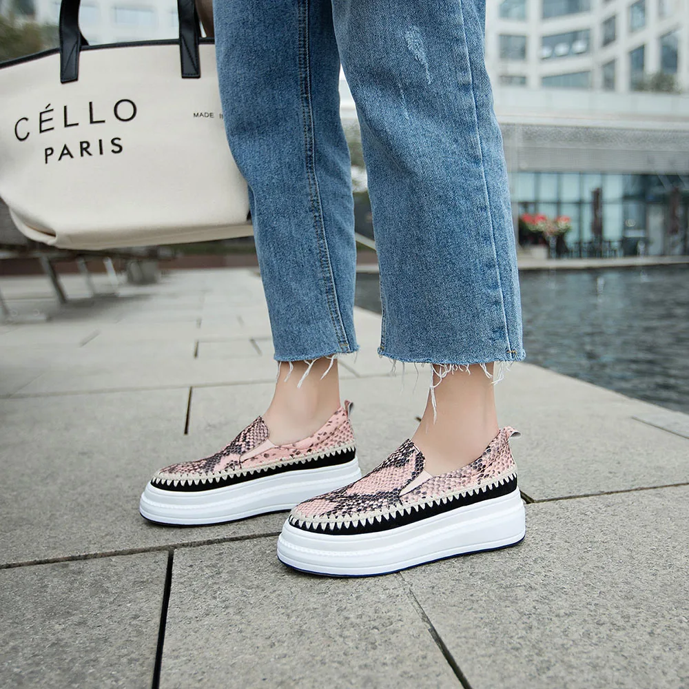 Лоферы на платформе для женщин Роскошная обувь ручной работы из натуральной кожи