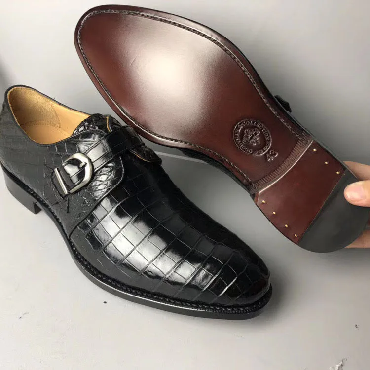 Аутентичные крокодиловой кожи живота ручной работы бизнесменов Туфли под платье