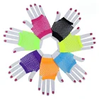 Высококачественные перчатки в стиле панк и готика, яркие цвета, сетчатые перчатки без пальцев, женские сетчатые перчатки без пальцев