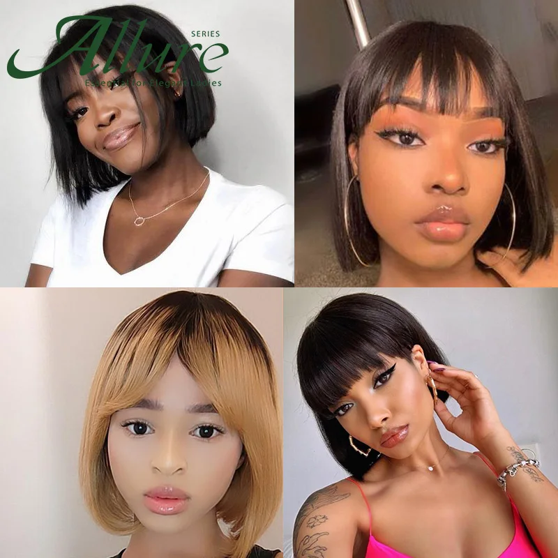 613 парик блонд Боб из натуральных волос для чернокожих женщин короткий с челкой