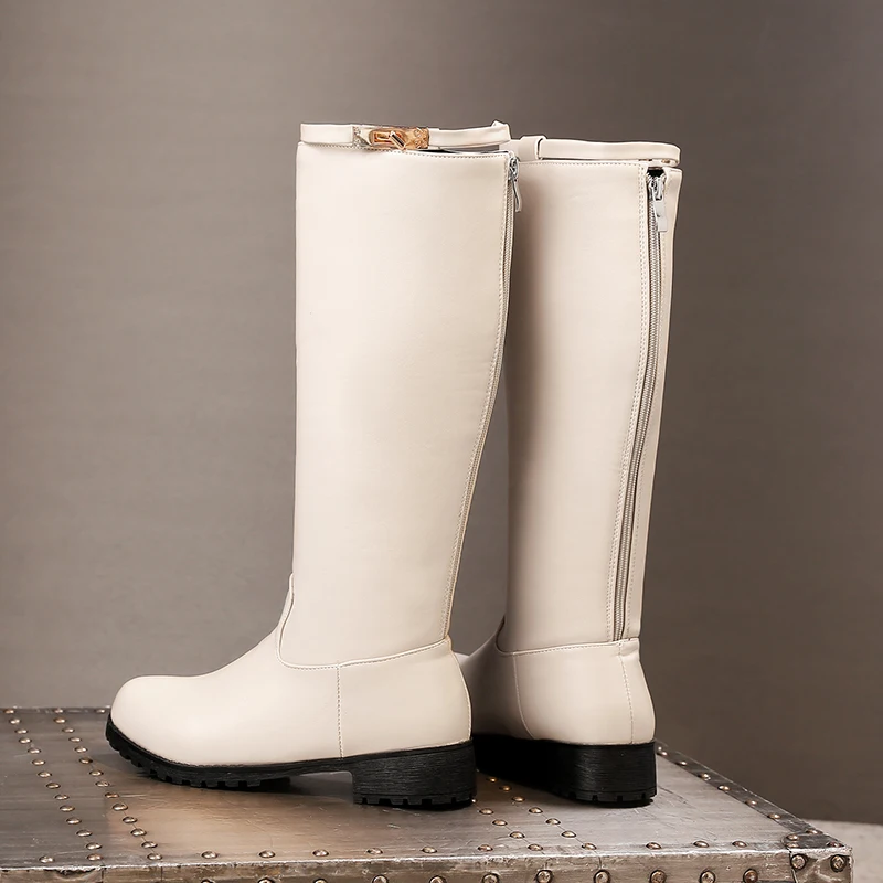 Женские мотоциклетные сапоги JK высокие до колена женская обувь на толстом