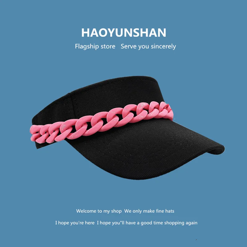 

European station summer net red Chen Sha Chen Tai with the topless cap fashion exaggerated chain empty top hat