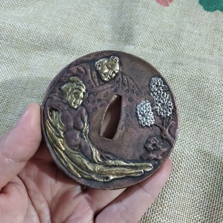 Винтажный прилегающий меч Tsuba аксессуар чистая медь Цуба для японской катаны