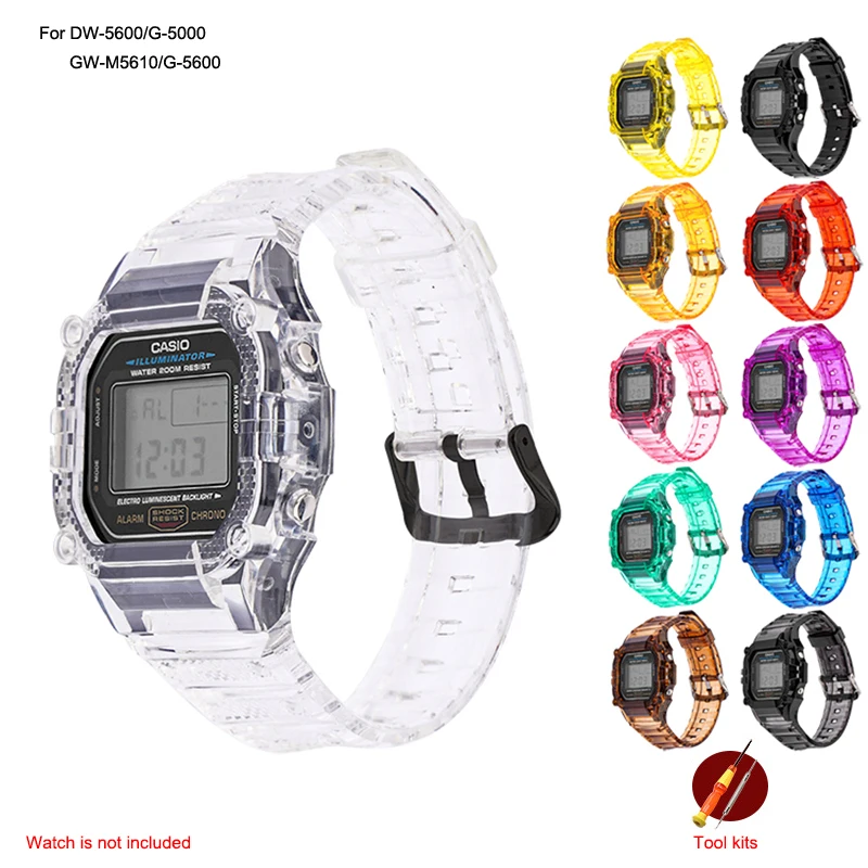

ТПУ чехол ремешок для часов для объектива с оптическими зумом Casio G-SHOCK DW-5600 GW-M5610 M5600 GLX-5600 сменный ремешок для часов чехол браслет аксессуары