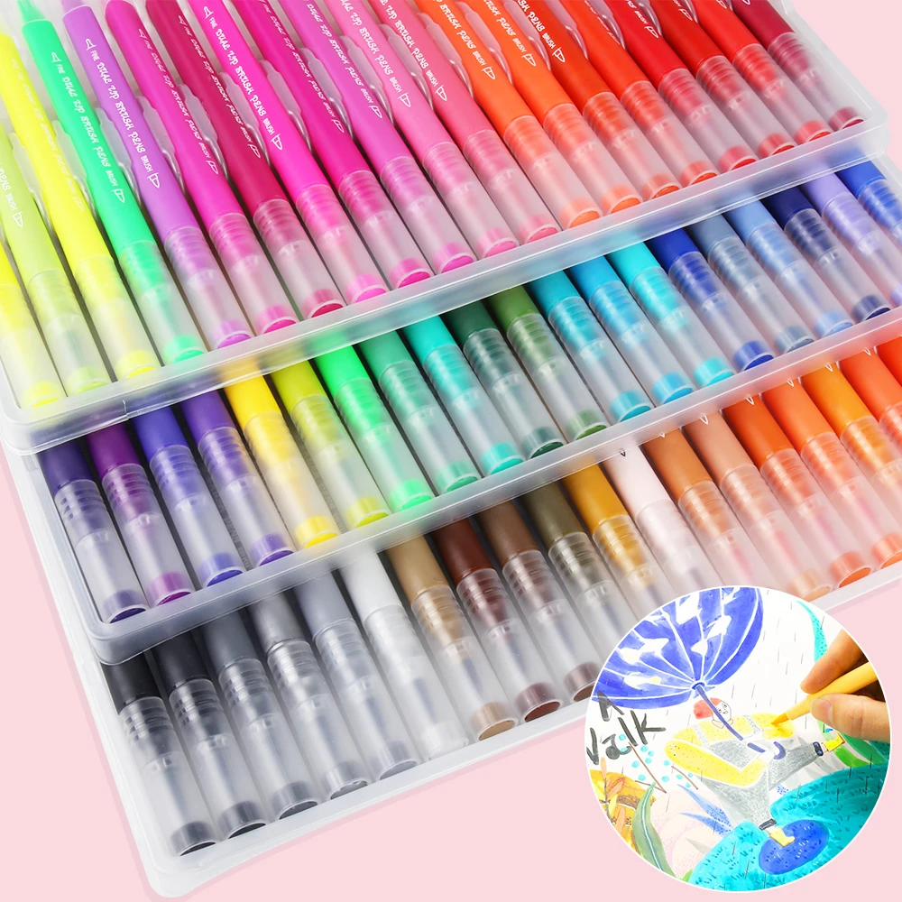 48-100Colors художественные маркеры FineLiner ручки с двумя наконечниками для рисования