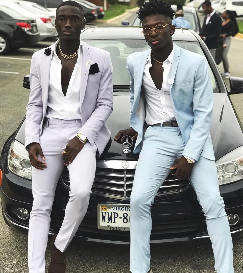 

Handsome Mens Suits Slim Fit Two Pieces Beach Groomsmen Wedding Tuxedos For Men Peaked Lapel Cheap Formal Prom Suit (Jacket+Pant
