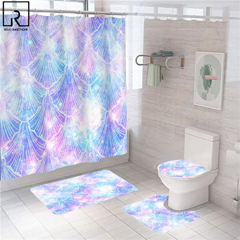 geometric marble print shower curtain bath mat set soft carpet anti slip rug toilet lid cover bathroom curtain modern home decor free global shipping