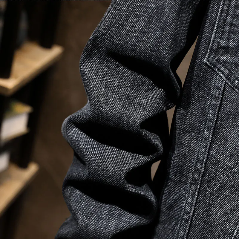 Куртка мужская джинсовая с вышивкой китайского тигра винтажная Повседневная