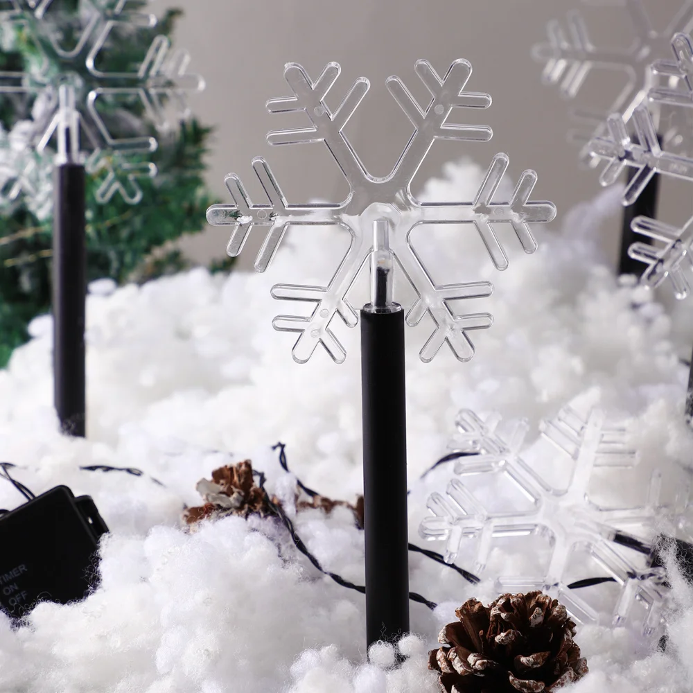 

OSALADI Decorative Landscape Light String Warm White LED Outdoor Snowflake Lamp String Waterproof Acrylic Stake Lamp for Garden