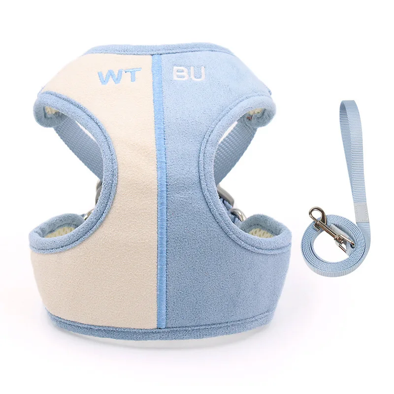 

Patchwork Color Breathable Safety Belt Traction Rope Suede Dog Chest Dogs Collar Chest Strap Adjustable Pet For Vest Leash
