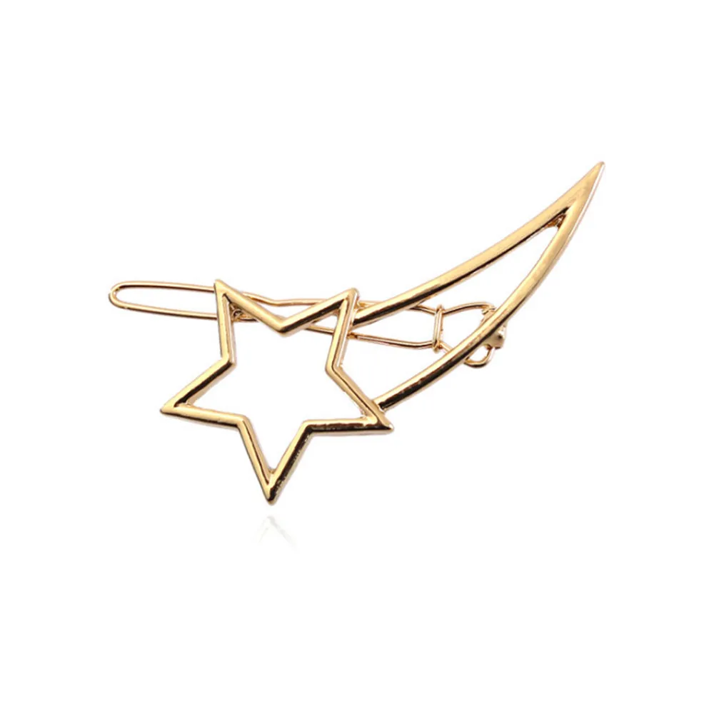 

Fashion Women Alloy Star Hair Clip Hollow Metal Hairpins Girl Pentagram Barrette Gifts Gold Silver Color Hair Accessories