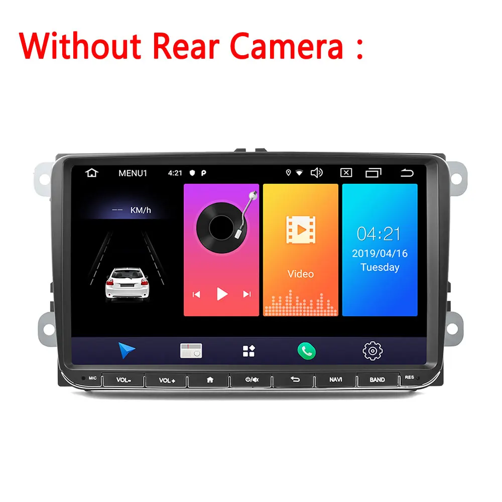 Without Rear Camera AMPrime Android 9,0 автомобильный радиоприемник стерео 9 ''емкостный сенсорный экран gps wifi Bluetooth 2G+ 16G память Авторадио для Passat Golf MK5 - Цвет: Without Rear Camera