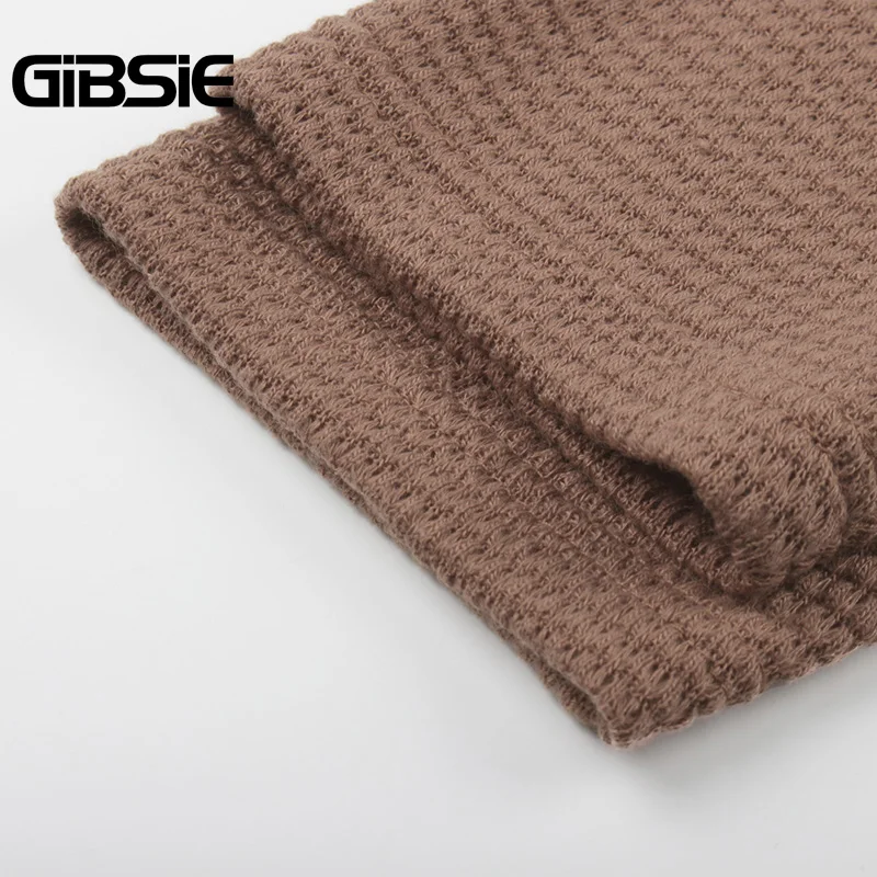 

GIBSIE Patchwork Pockets Waffle Knit Tee Women Autumn Winter V Neck Long Sleeve Plus Size T Shirt Female Casual Loose Tops 2020