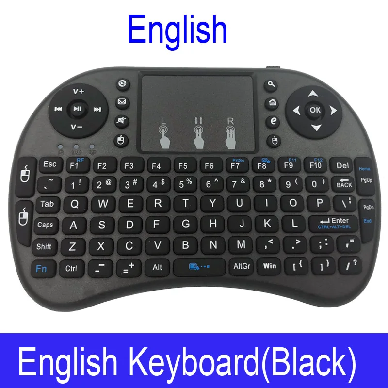 English Black color Мини i8 русская английская Беспроводная клавиатура сенсорная панель нормальная i8 Клавиатура для Android tv BOX Air mouse PS3 PC иврит арабский - Цвет: English Black color