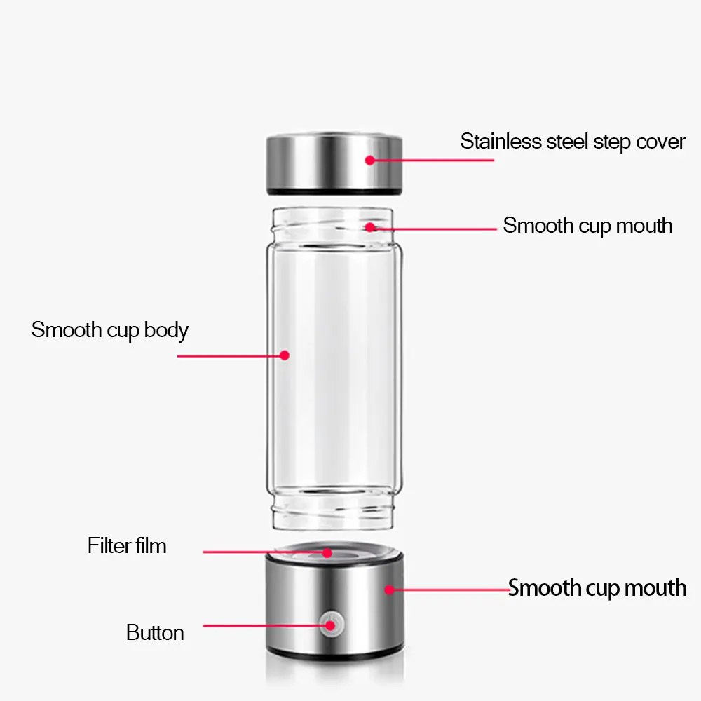 

Hydrogen Generator Water Cup Filter Ionizer Maker Hydrogen-Rich Water Portable Super Antioxidants ORP Hydrogen Bottle 420ml
