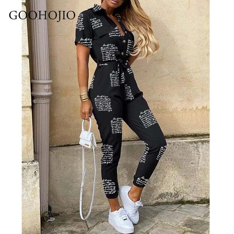 

GOOHOJIO 2021 New Spring and Autumn Single-breasted Jumpsuits Women Casual Lapel Women Jumpsuits Overalls Jumpsuits for Ladies