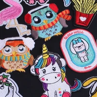 high quality cartoon cute unicorn owl patches for clothing iron on patches on clothes sewing embroidered patch badge stickers
