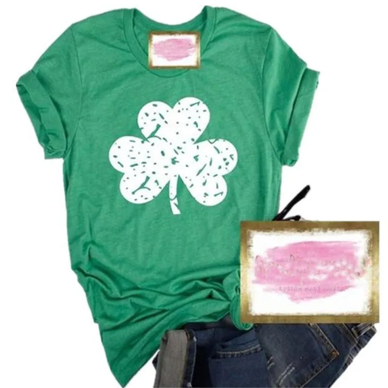 Женская футболка с коротким рукавом круглым вырезом и принтом клевера на День Св.
