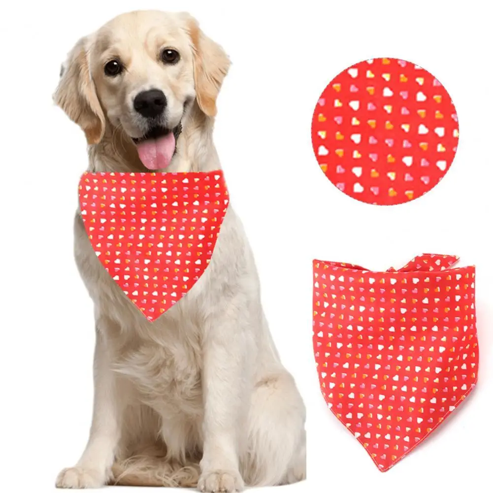 

Красивый яркий дышащий шейный платок для домашних животных с рисунком сердечек треугольный платок для собак