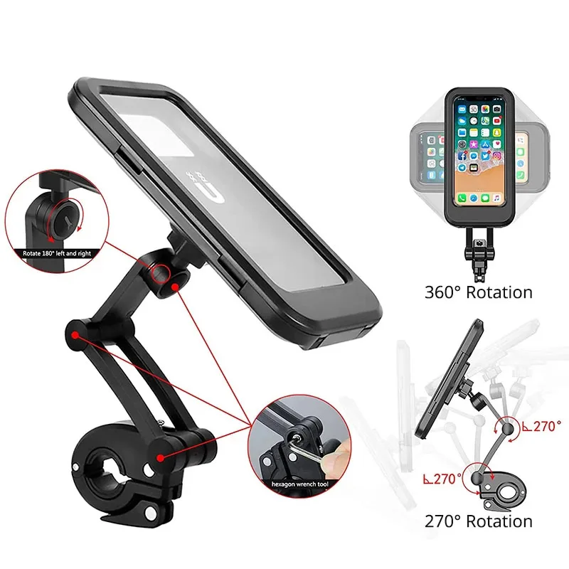 adjustable waterproof motorcycle bicycle phone holder bike handlebar magnet stand case mobile rotatable bracket bag gps mount free global shipping