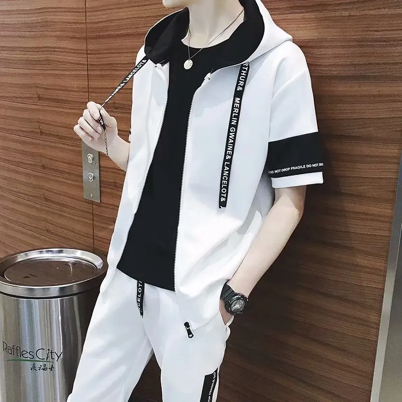 Мужской спортивный костюм E BAIHUI Брендовые спортивные костюмы для фитнеса летние