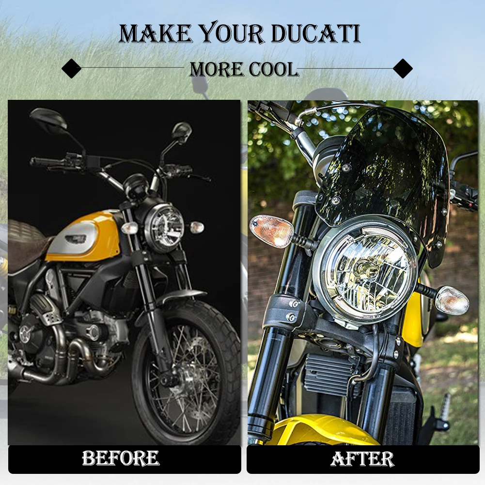 For Ducati Scrambler Deflector Windscreen Windshield Wind Shield Fly Screen 2015 2016 2017 2018 2019 2020 Motorcycle Accessories |