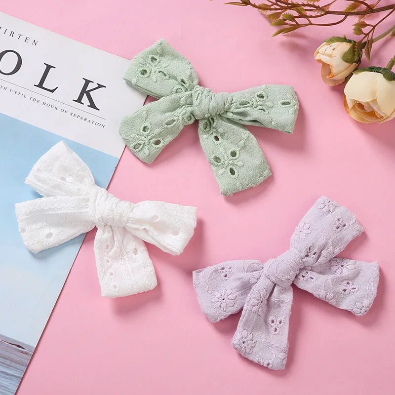 Набор для девочек заколки волос кружевные цветочные Детские аксессуары с бантом