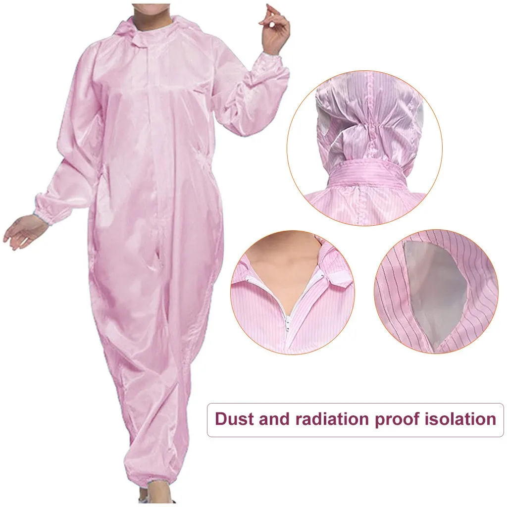 

Unisex Workwear Work Clothes Protective Coverall with Hood Dustproof Anti-static Clothing Safety Suit for Men Women 145-180cm A3