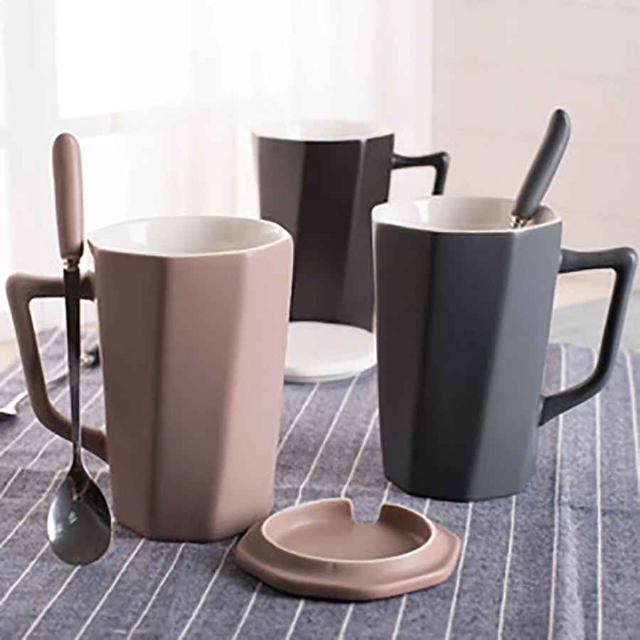 Скандинавские кофейные чашки Геометрическая керамика черные креативная чашка