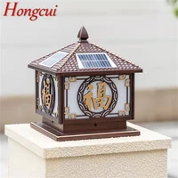 hongcui black lawn lamp outdoor retro led lighting waterproof classical for home villa path garden solar