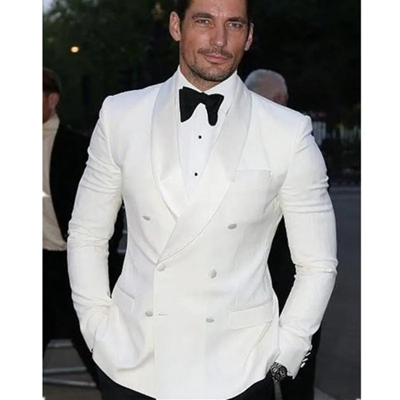 

Custom Made White Man Suit tuxedos for men 2022 Groom Tuxedo Bespoke Suit Shawl Lapel White Wedding Suits For Men (Jacket+pants)