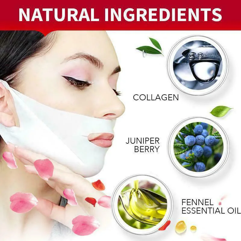 

Good Healthy 5Pcs 4D Double V Face Shape Tension Firming Mask Paper Slimming Lifting Face Care