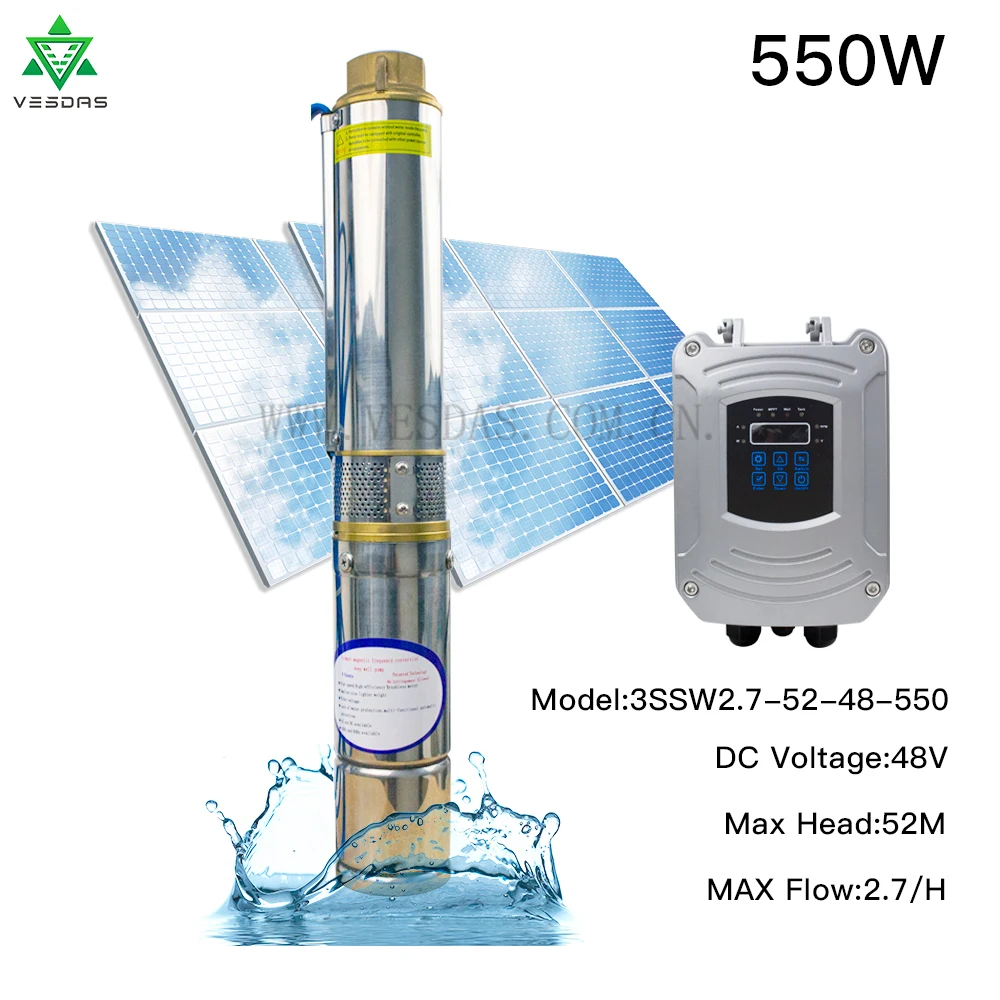High Quality 550W Solar Deep Well Water Pump 48V DC Submersible Brushless Permanent Magnet Synchronous Motor For Agriculture