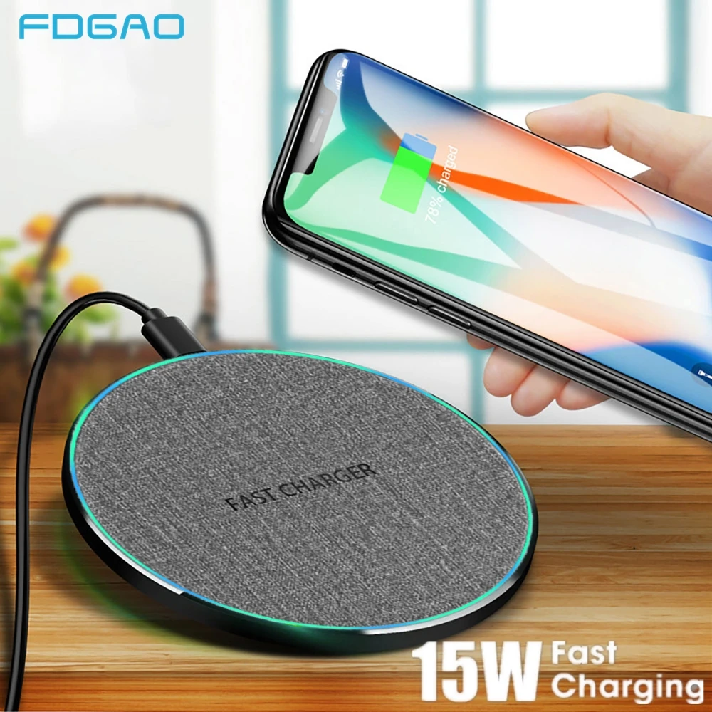 FDGAO 15 Вт Беспроводное зарядное устройство usb type C Qi Быстрая зарядка для iPhone 11 XS XR X 8 10 Вт Быстрая зарядка для samsung S10 S9 Note 10 9