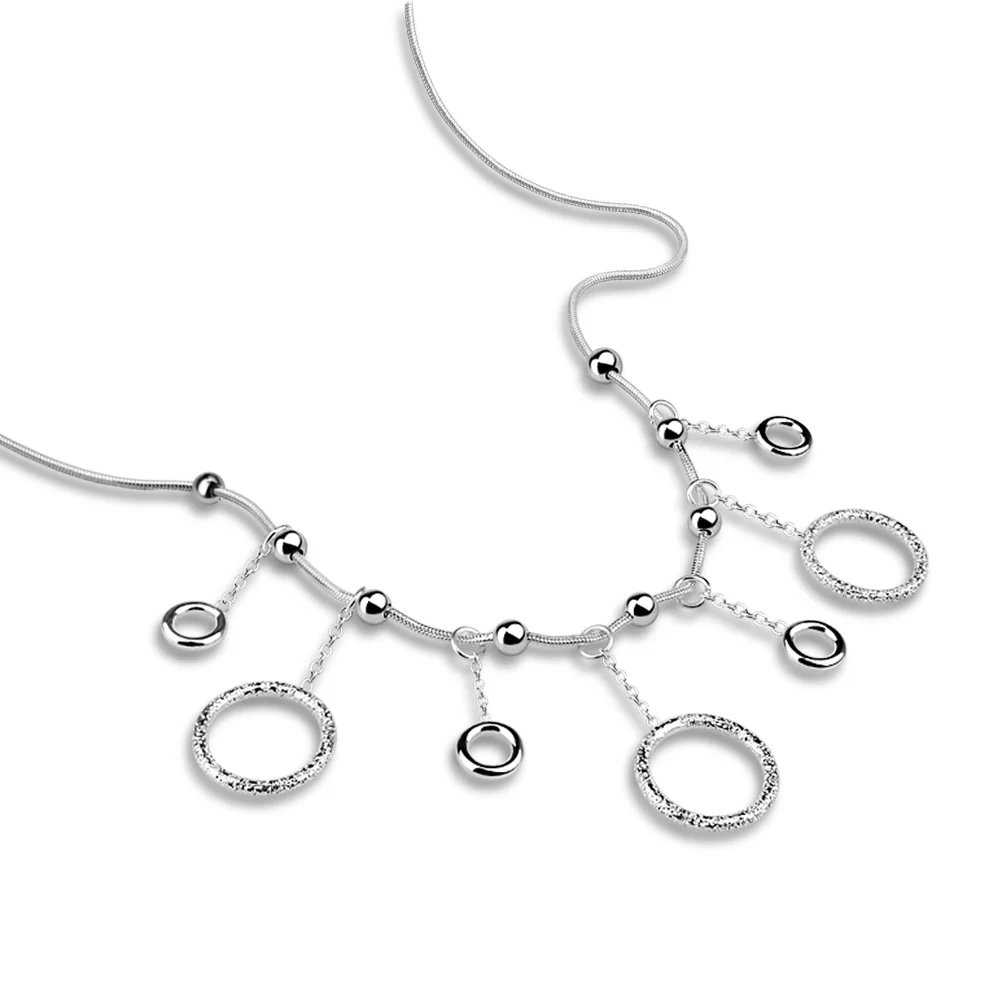 Несколько круг изысканный кулон Твердые 925 серебро Мода ожерелье из циркона