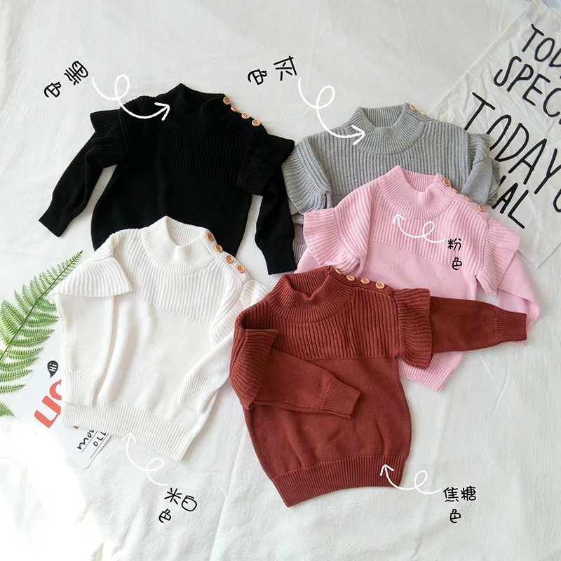 Свитер для маленьких девочек водолазка в рубчик 2020 зимние топы одежда Детский